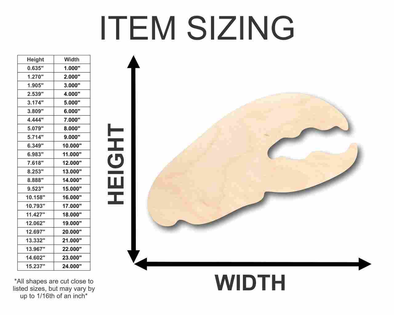 Unfinished Wooden Lobster Claw Shape - Ocean - Nursery - Craft - up to 24" DIY-24 Hour Crafts