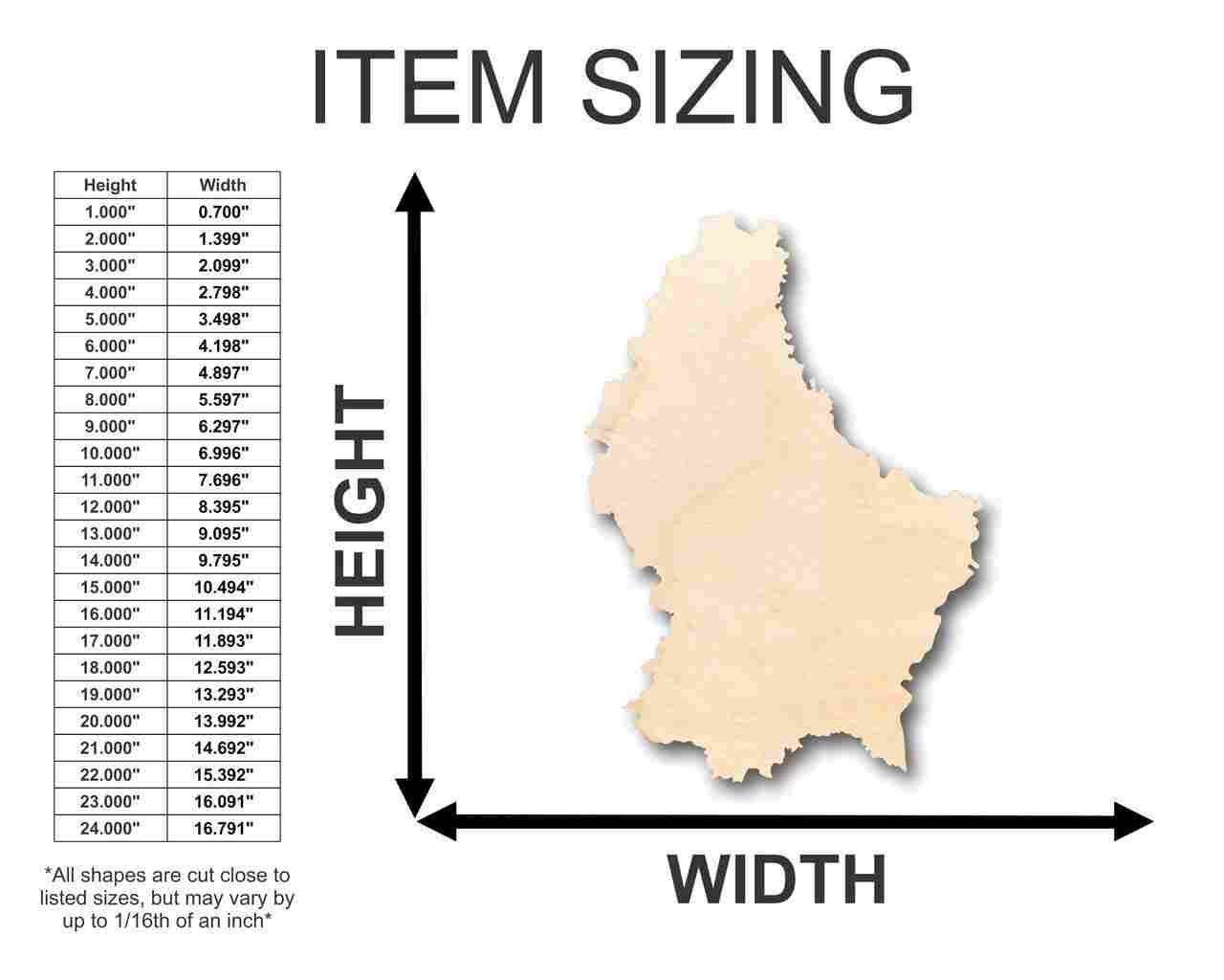 Unfinished Wooden Luxembourg Shape - Country - Craft - up to 24" DIY-24 Hour Crafts