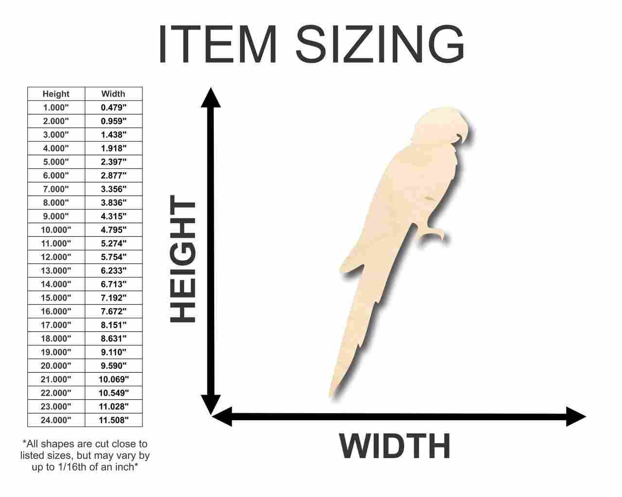 Unfinished Wooden Macaw Shape - Animal - Wildlife - Pet - Craft - up to 24" DIY-24 Hour Crafts