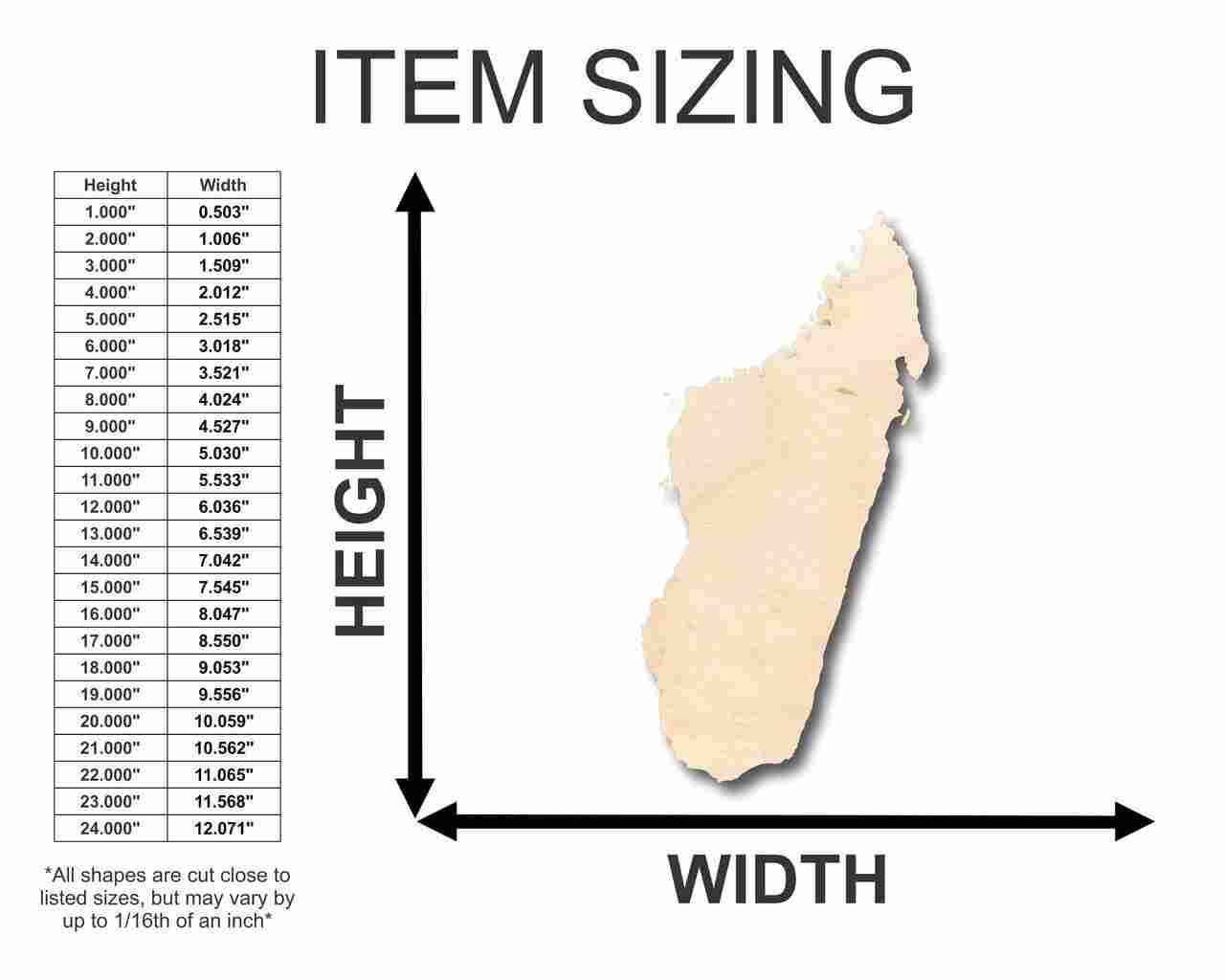 Unfinished Wooden Madagascar Shape - Country - Craft - up to 24" DIY-24 Hour Crafts