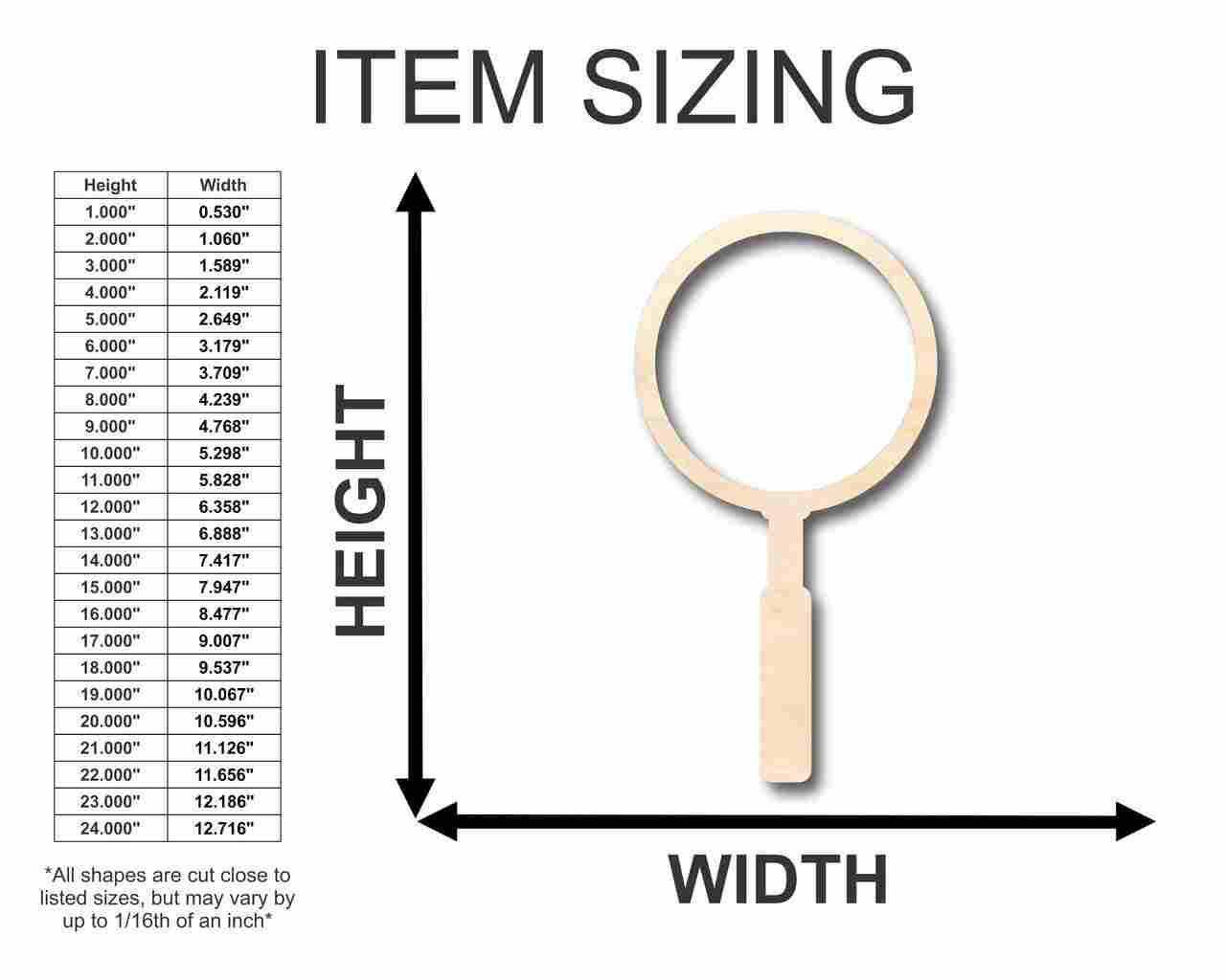 Unfinished Wooden Magnifying Glass Shape - Detective - Craft - up to 24" DIY-24 Hour Crafts