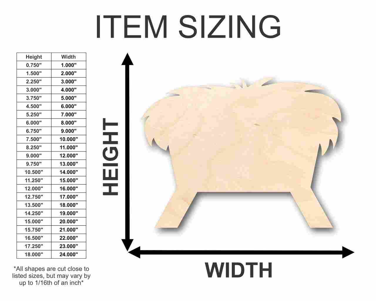 Unfinished Wooden Bethlehem Manger Shape - Christmas - Craft - up to 24" DIY-24 Hour Crafts