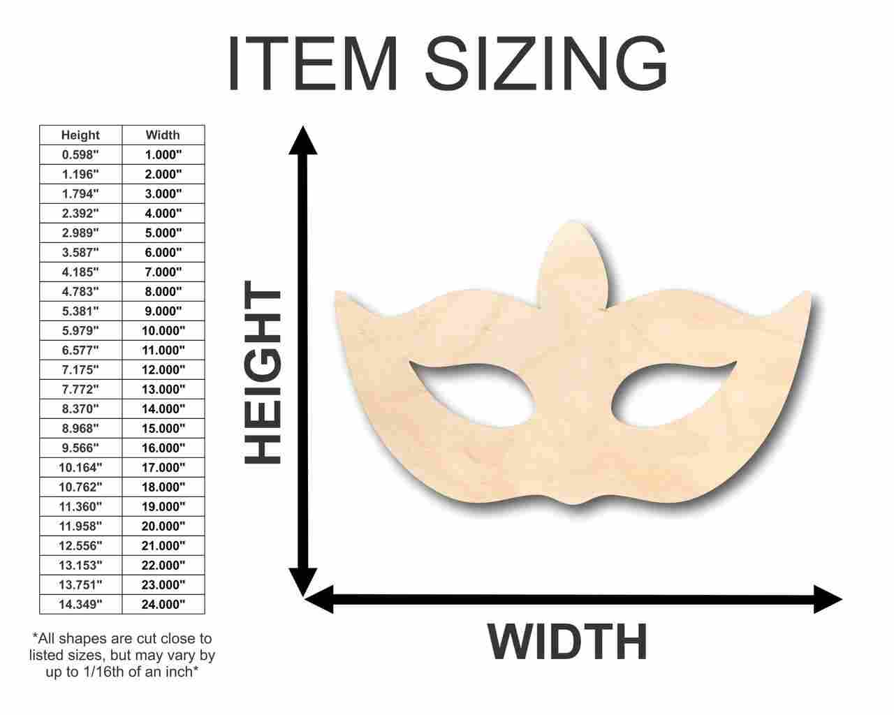 Unfinished Wooden Masquerade Mask Shape - Party - Carnival - Craft up to 24" DIY-24 Hour Crafts