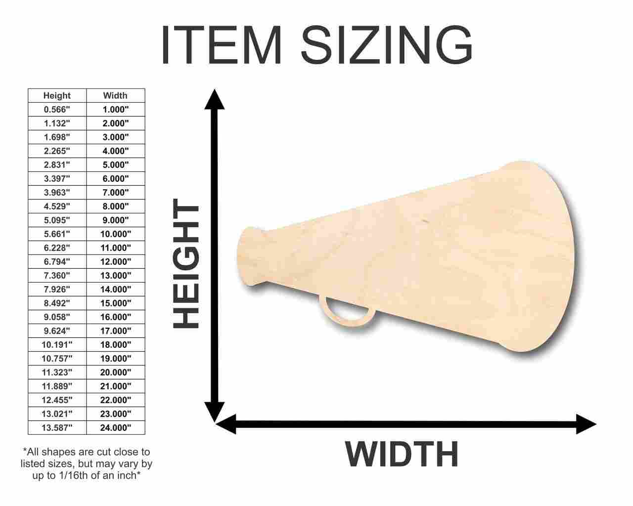 Unfinished Wooden Megaphone Shape - Cheerleader - Protest - Craft - up to 24" DIY-24 Hour Crafts