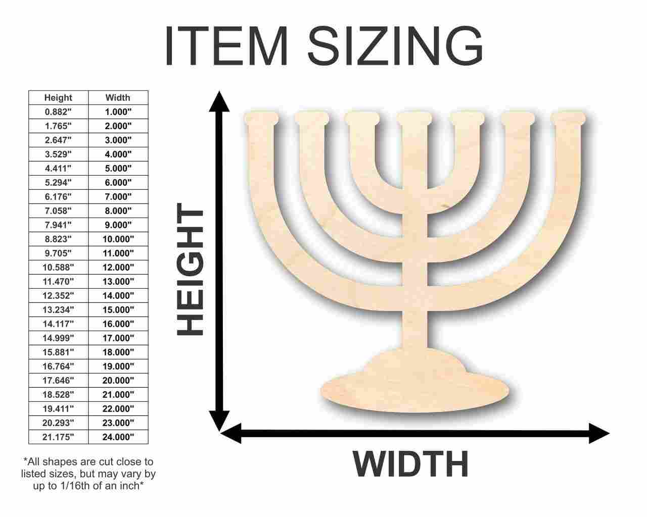 Unfinished Wooden Menorah Shape - Hanukkah - Craft - up to 24" DIY-24 Hour Crafts