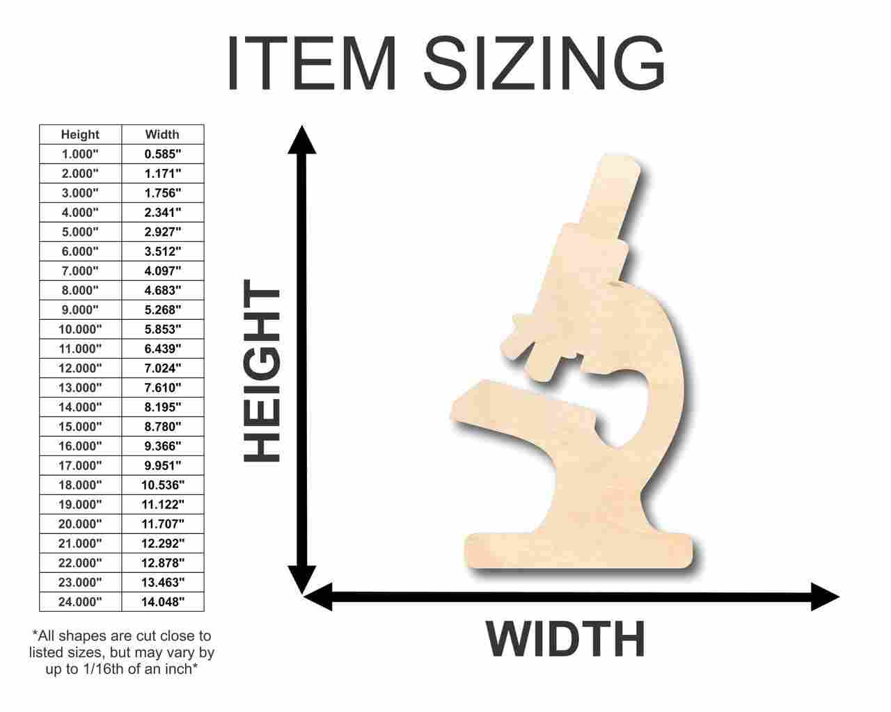 Unfinished Wooden Microscope Shape - Science - Craft - up to 24" DIY-24 Hour Crafts