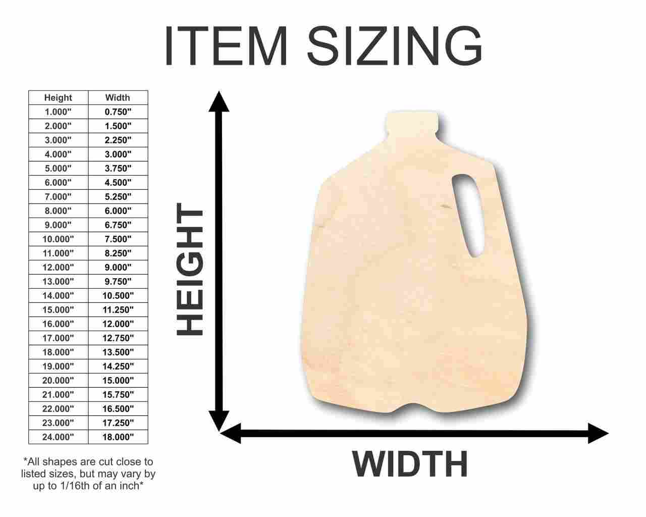 Unfinished Wooden Milk Jug Shape - Kitchen - Food - Craft - up to 24" DIY-24 Hour Crafts