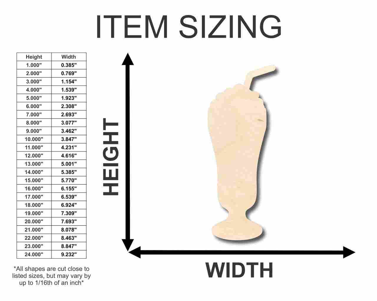 Unfinished Wooden Milkshake Shape - Kitchen - Food - Craft - up to 24" DIY-24 Hour Crafts