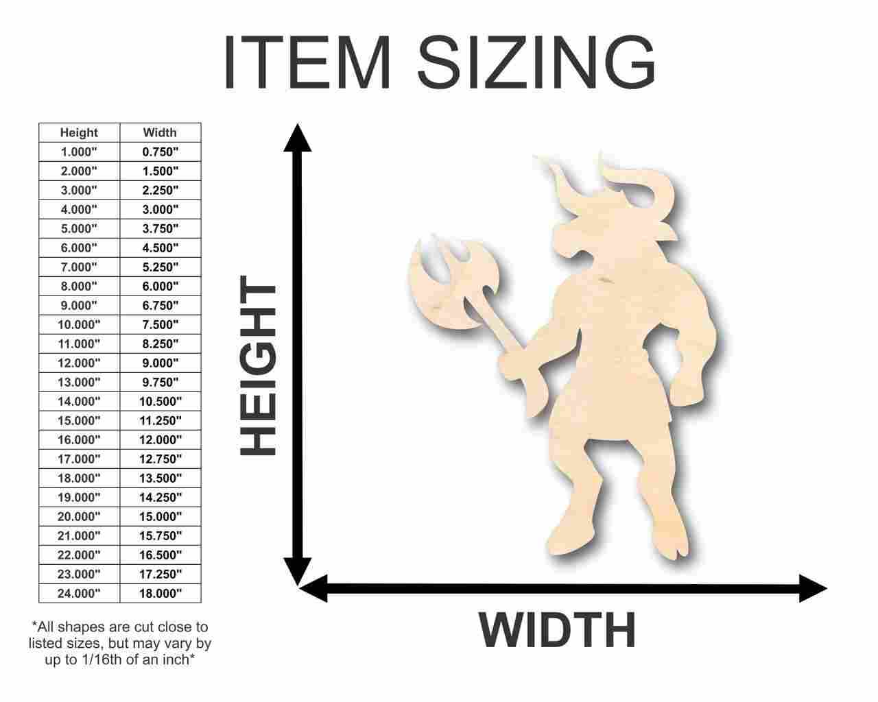 Unfinished Wooden Minotaur Shape - Greek - Mythical - Monster - Craft - up to 24" DIY-24 Hour Crafts
