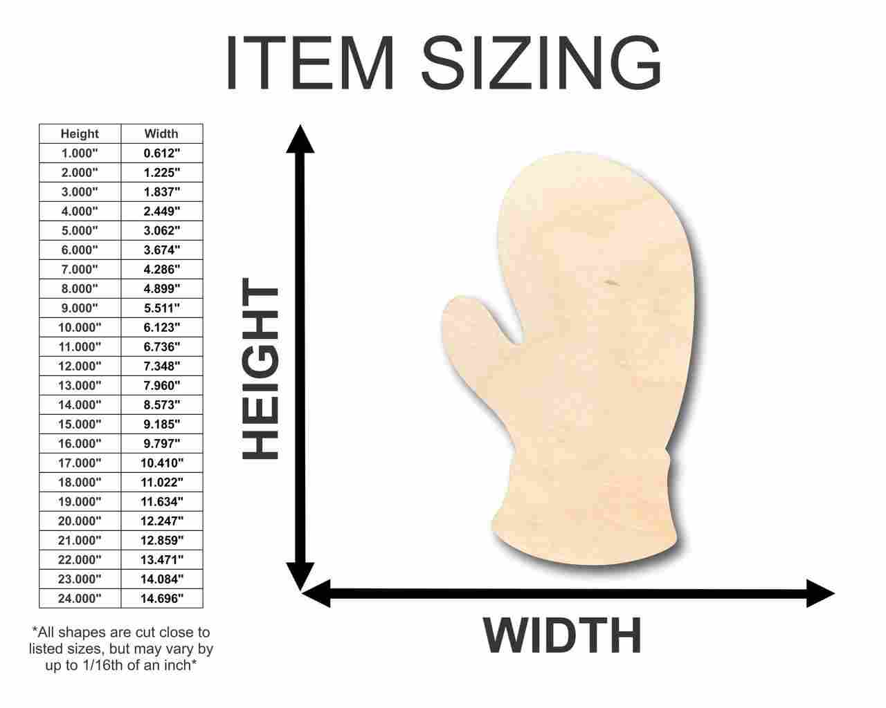 Unfinished Wooden Mitten Shape - Winter - Craft - up to 24" DIY-24 Hour Crafts