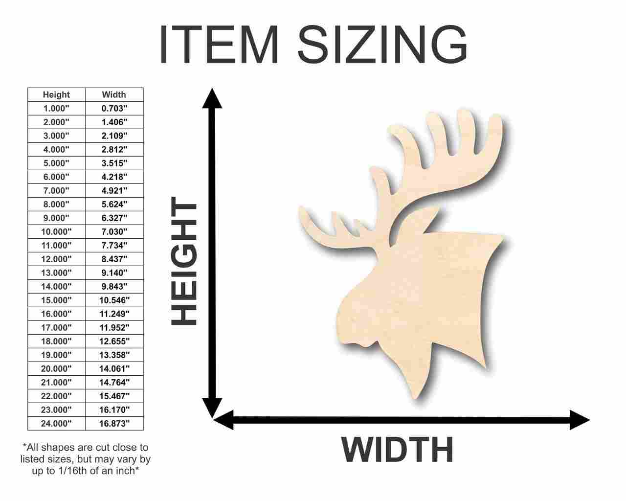 Unfinished Wooden Moose Head Shape - Animal - Craft - up to 24" DIY-24 Hour Crafts