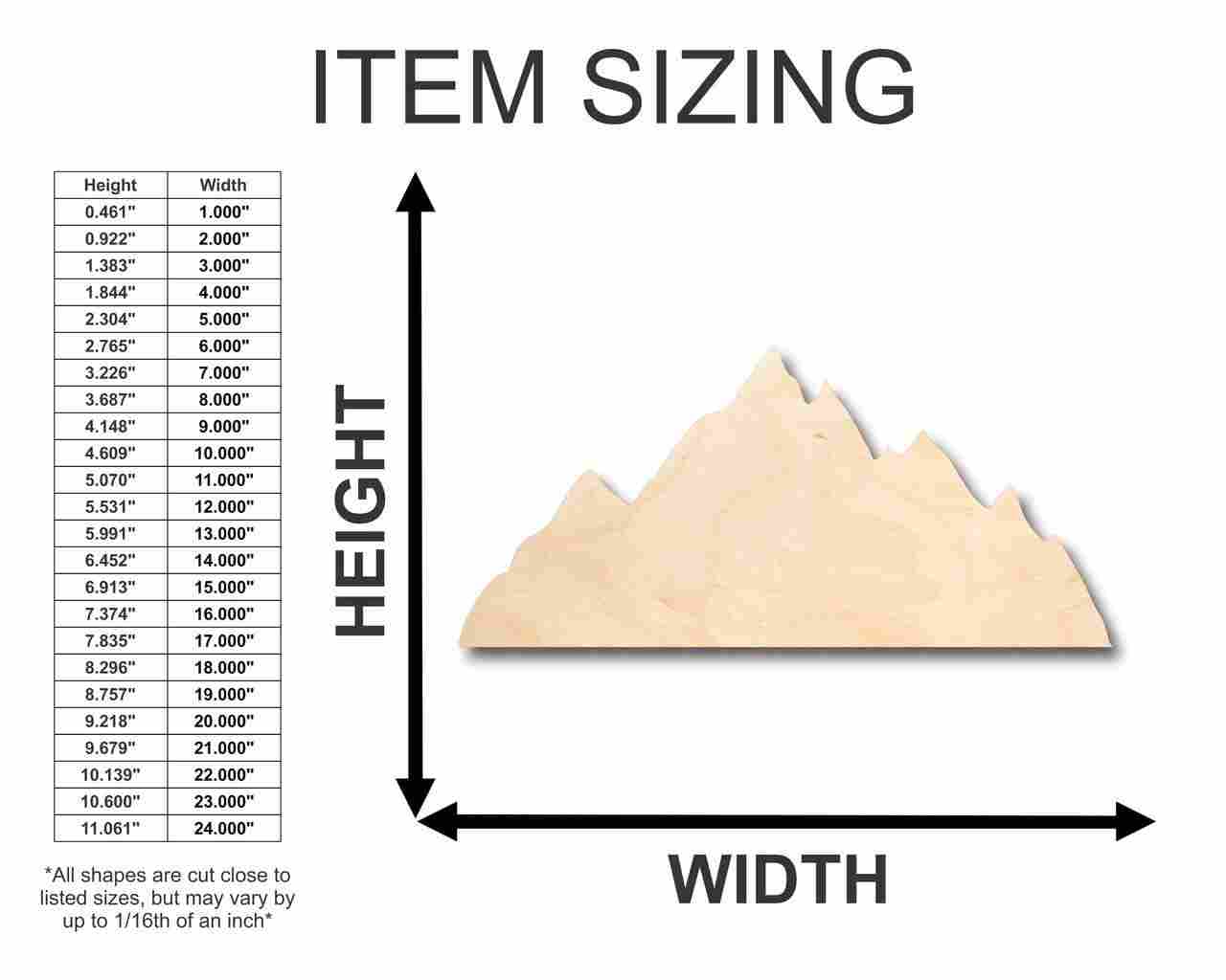 Unfinished Wooden Mountain Range Shape - Nature - Craft - up to 24" DIY-24 Hour Crafts