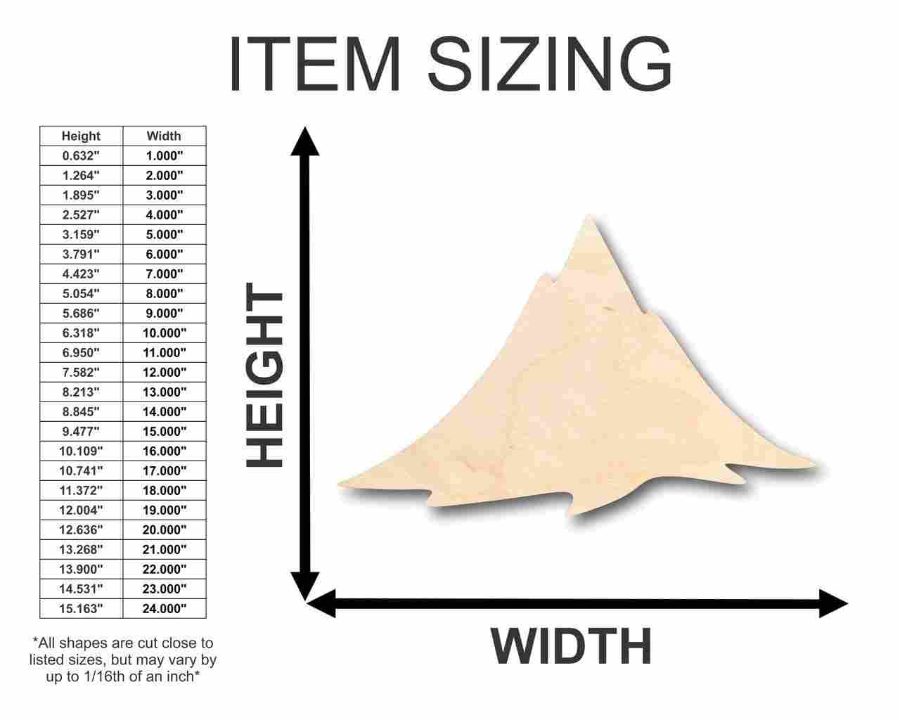 Unfinished Wooden Mountain Shape - Nature - Craft - up to 24" DIY-24 Hour Crafts