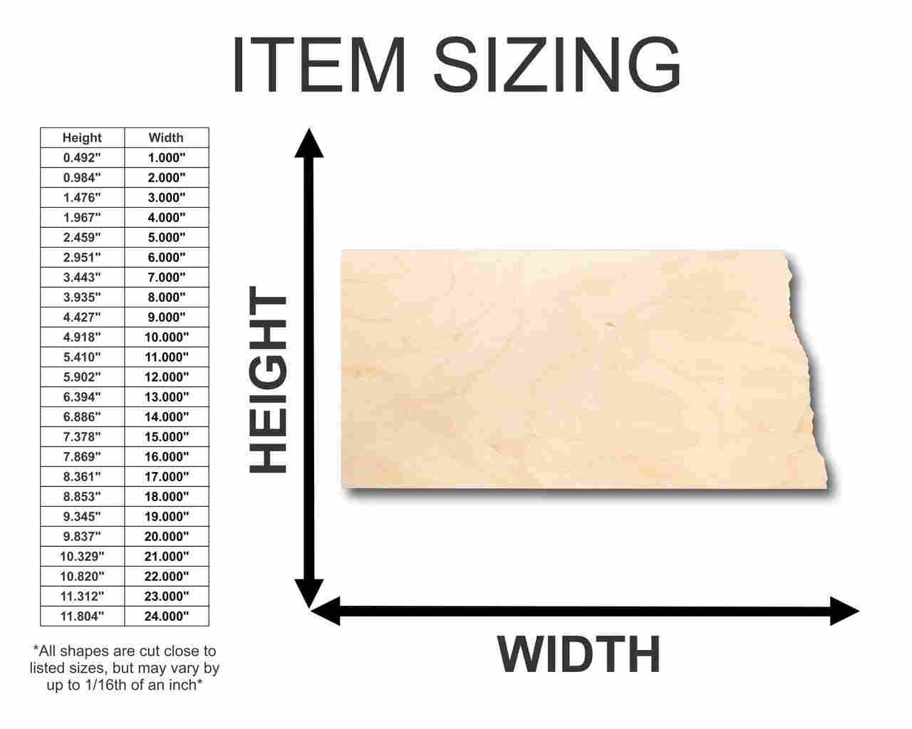 Unfinished Wooden North Dakota Shape - State - Craft - up to 24" DIY-24 Hour Crafts