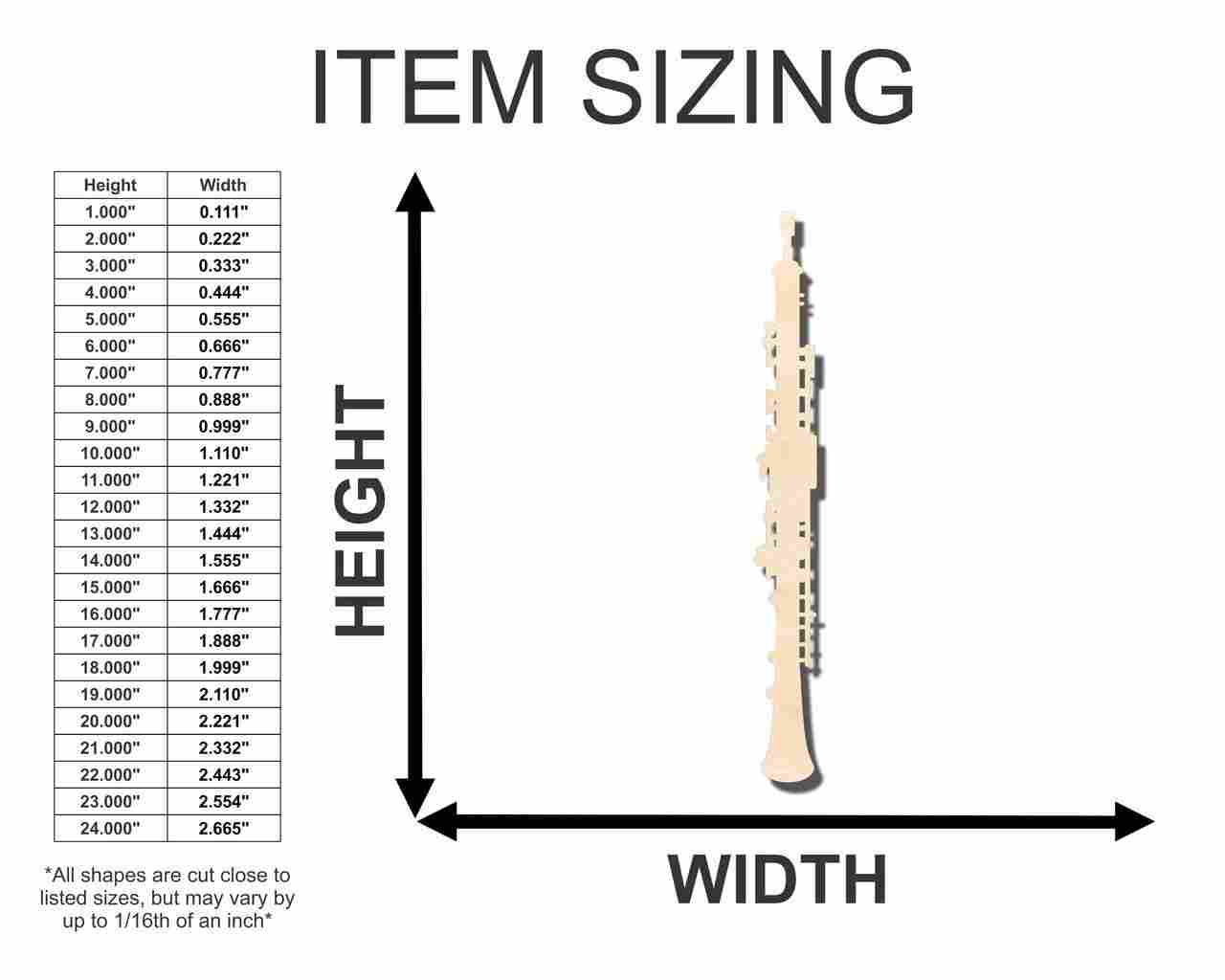 Unfinished Wooden Oboe Shape - Music - Craft - up to 24" DIY-24 Hour Crafts