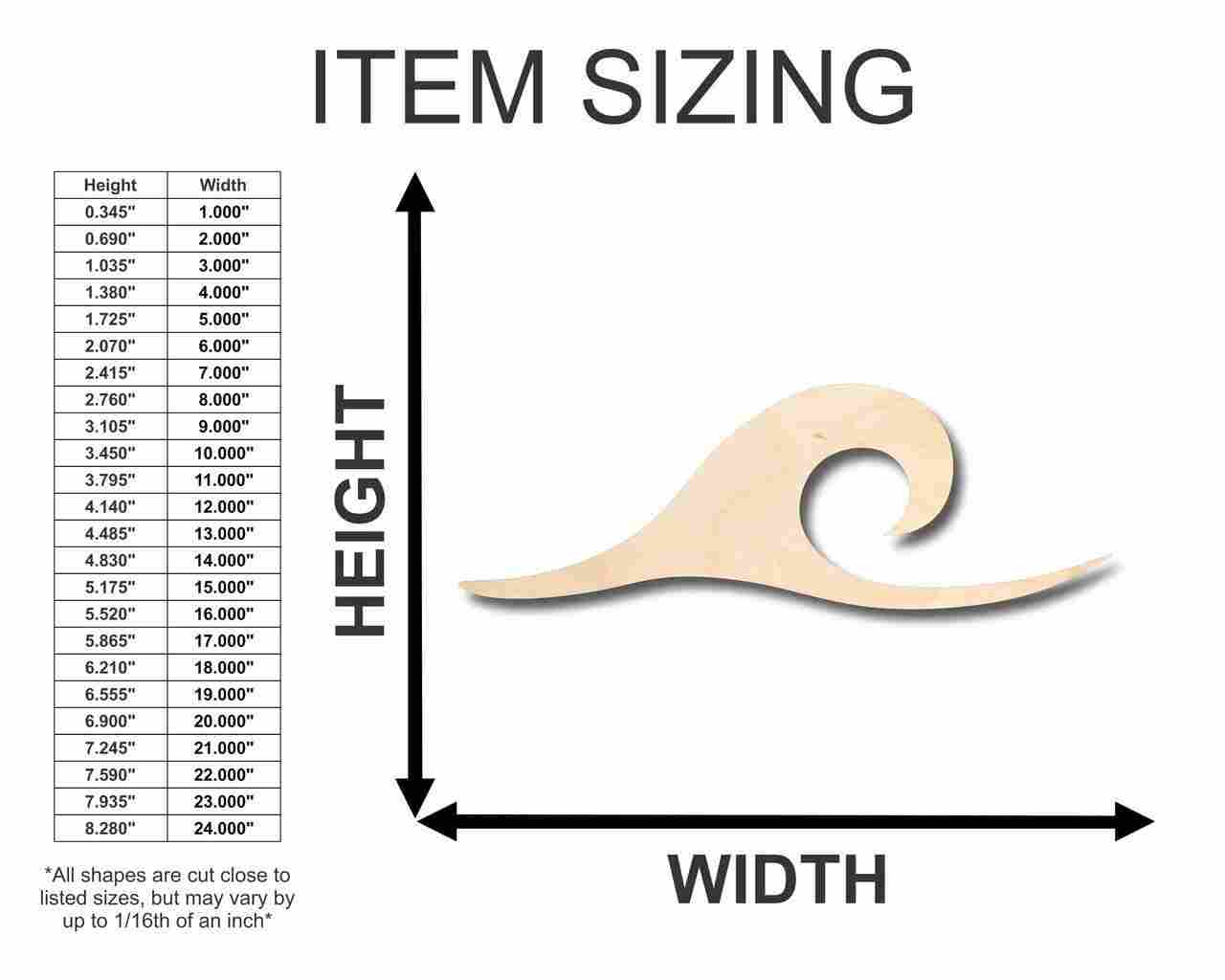 Unfinished Wooden Wave Shape - Ocean - Beach - Nursery - Craft - up to 24" DIY-24 Hour Crafts