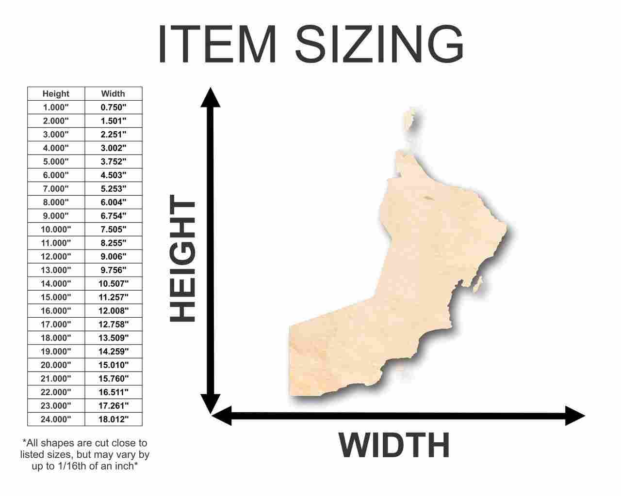 Unfinished Wooden Oman Shape - Country - Craft - up to 24" DIY-24 Hour Crafts