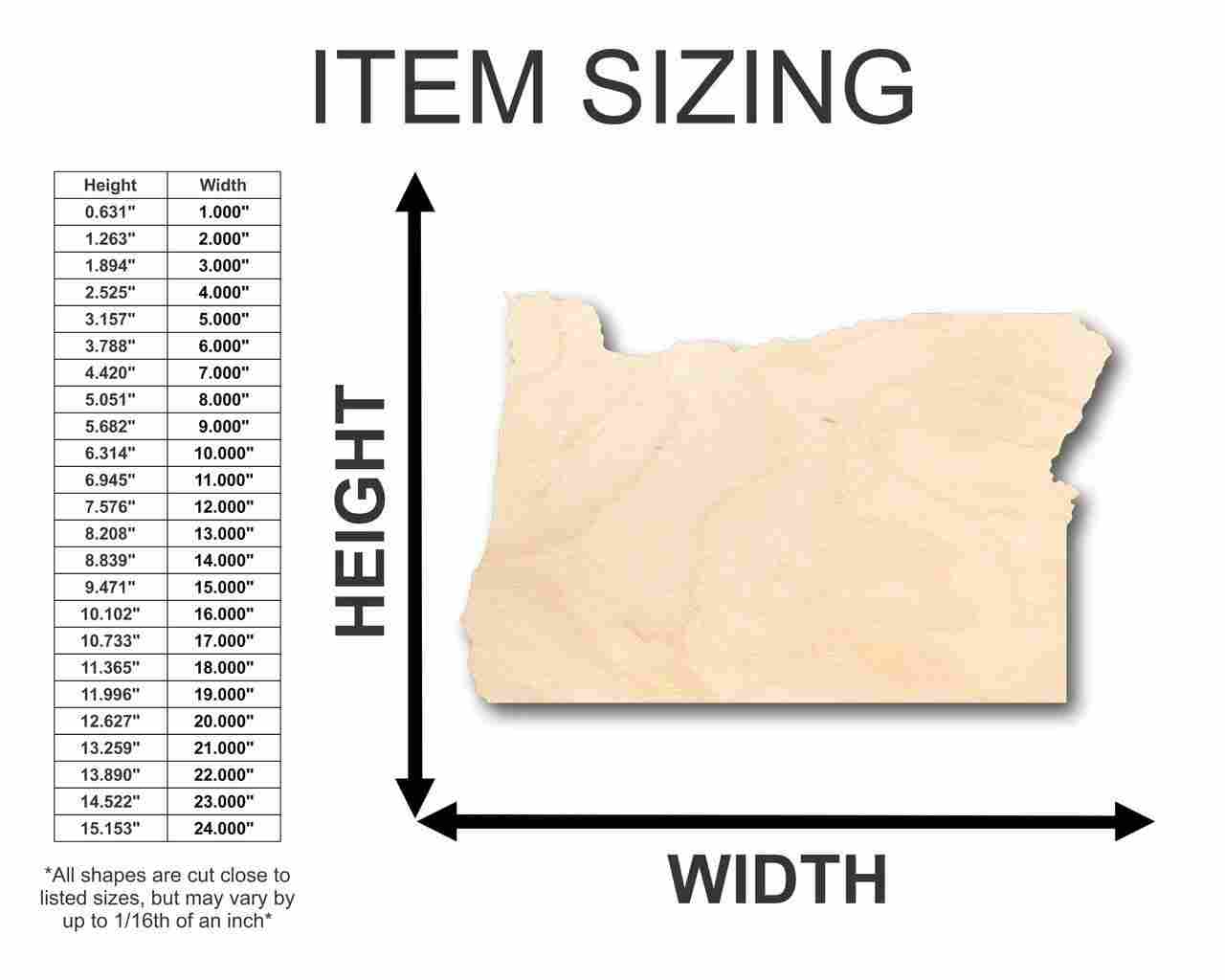 Unfinished Wooden Oregon Shape - State - Craft - up to 24" DIY-24 Hour Crafts