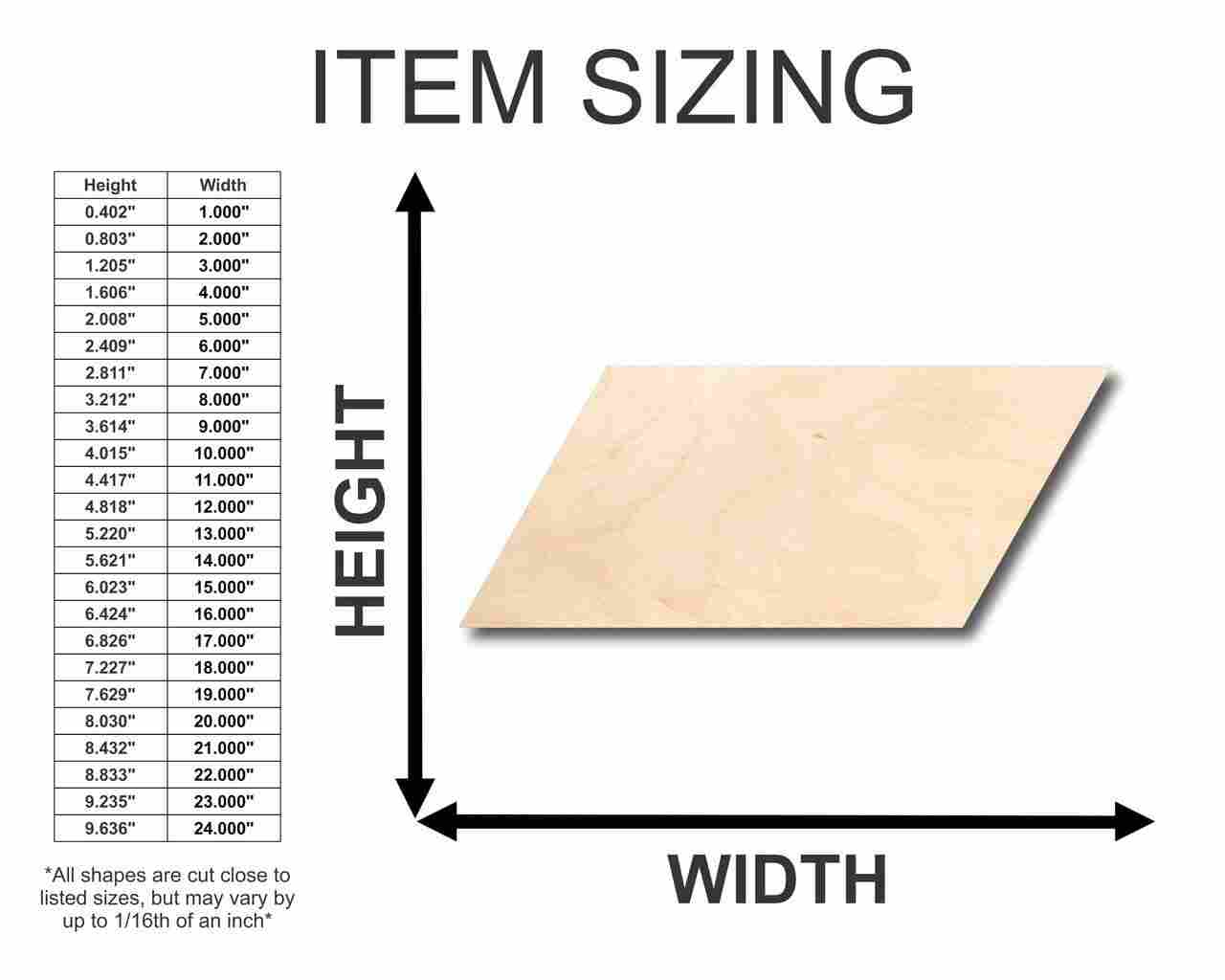 Unfinished Wooden Parallelogram Shape - Craft - up to 24" DIY-24 Hour Crafts