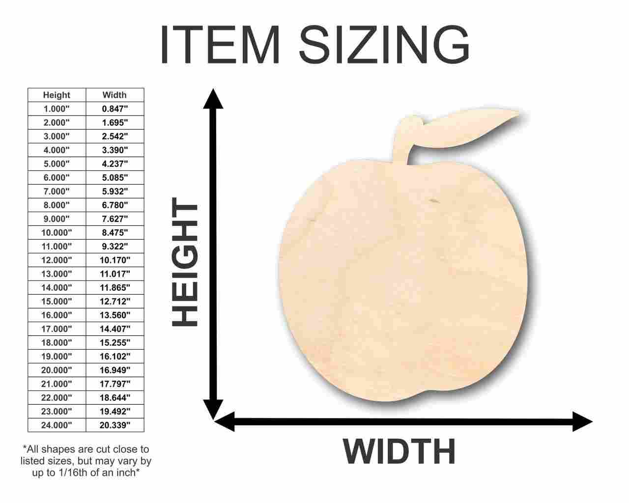 Unfinished Wooden Peach Shape - Fruit - Craft - up to 24" DIY-24 Hour Crafts