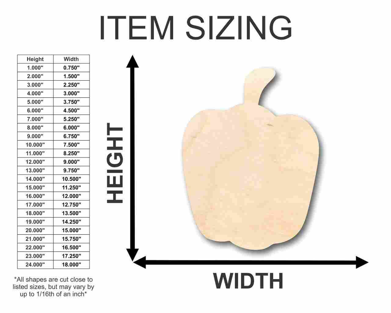 Unfinished Wooden Pepper Shape - Garden - Kitchen - Food - Craft - up to 24" DIY-24 Hour Crafts