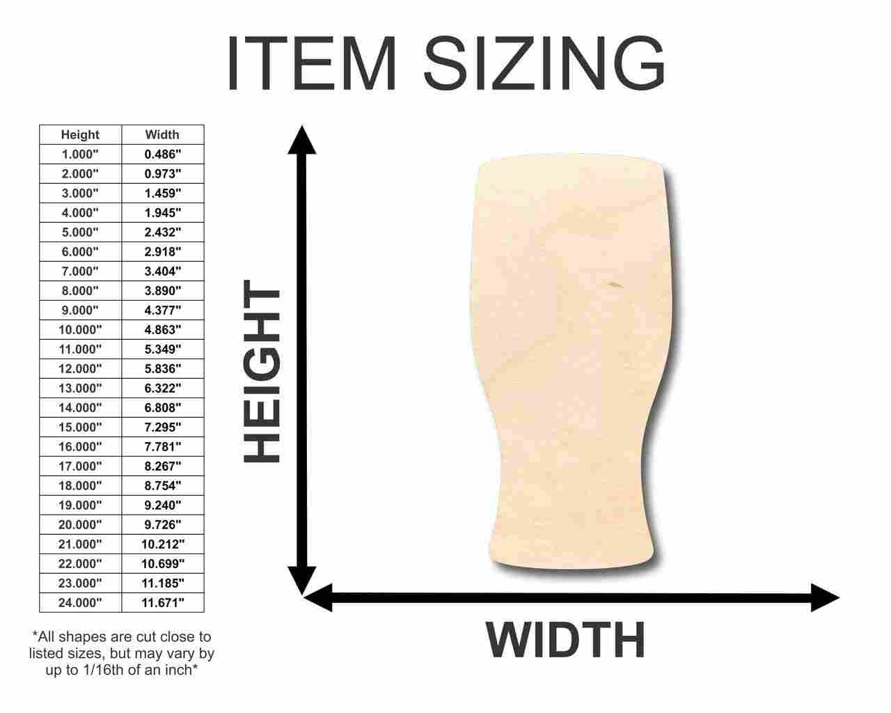 Unfinished Wooden Beer Pint Glass Shape - Bar Decor - Craft - up to 24" DIY-24 Hour Crafts