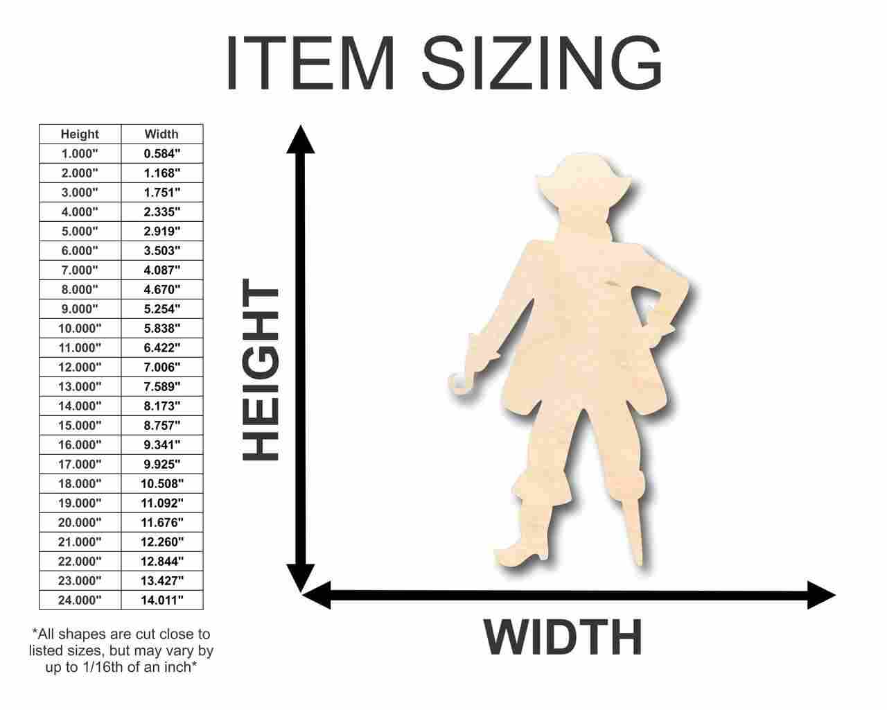 Unfinished Wooden Pirate Captain Pegleg Shape - Ahab - Moby Dick - Pirates - Craft - up to 24" DIY-24 Hour Crafts