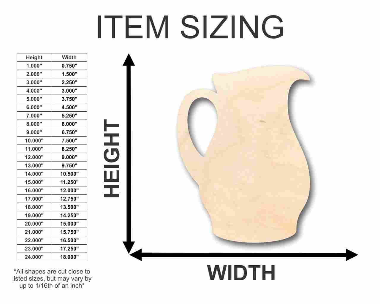 Unfinished Wooden Pitcher Shape - Kitchen - Lemonade - Tea - Water - Craft - up to 24" DIY-24 Hour Crafts