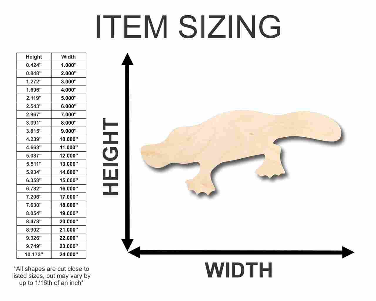 Unfinished Wooden Platypus Shape - Animal - Craft - up to 24" DIY-24 Hour Crafts