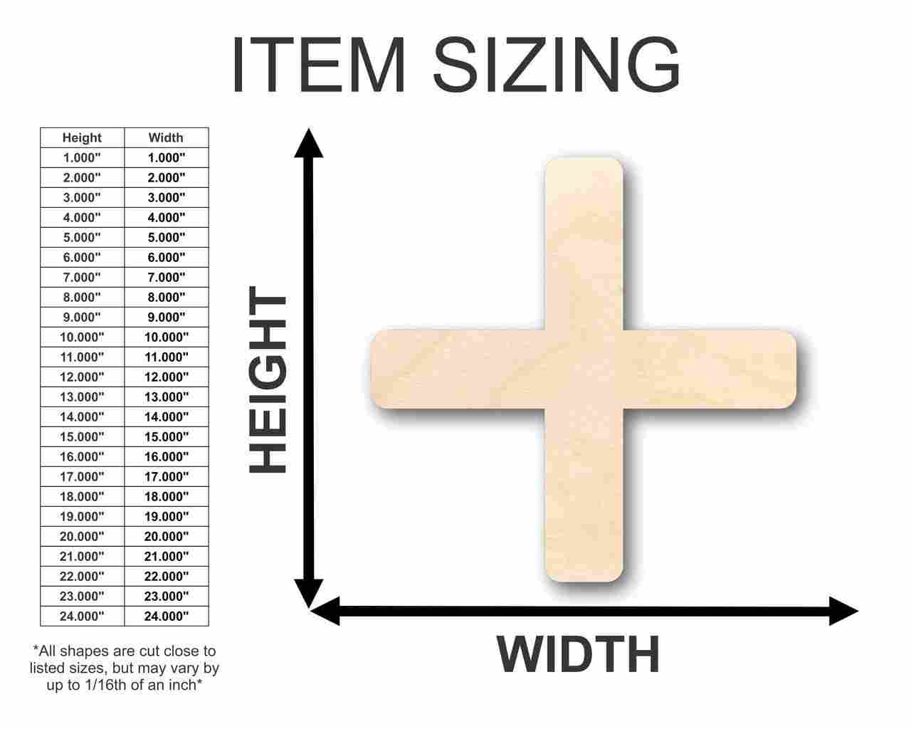 Unfinished Wooden Plus Sign Symbol - Math School - Craft - up to 24" DIY-24 Hour Crafts