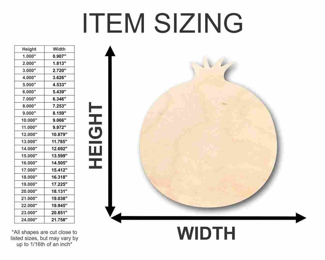 Unfinished Wooden Pomegranate Shape - Fruit - Craft - up to 24" DIY-24 Hour Crafts