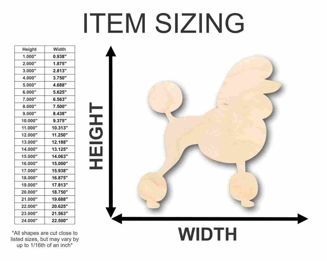 Unfinished Wooden Poodle Dog Shape - Animal - Pet - Craft - up to 24" DIY-24 Hour Crafts
