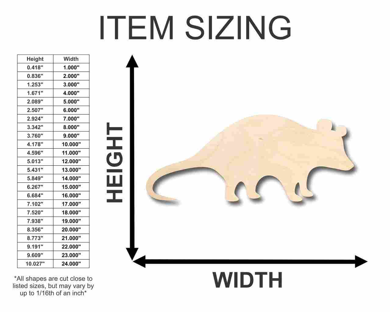 Unfinished Wooden Possum Shape - Animal - Wildlife - Craft - up to 24" DIY-24 Hour Crafts