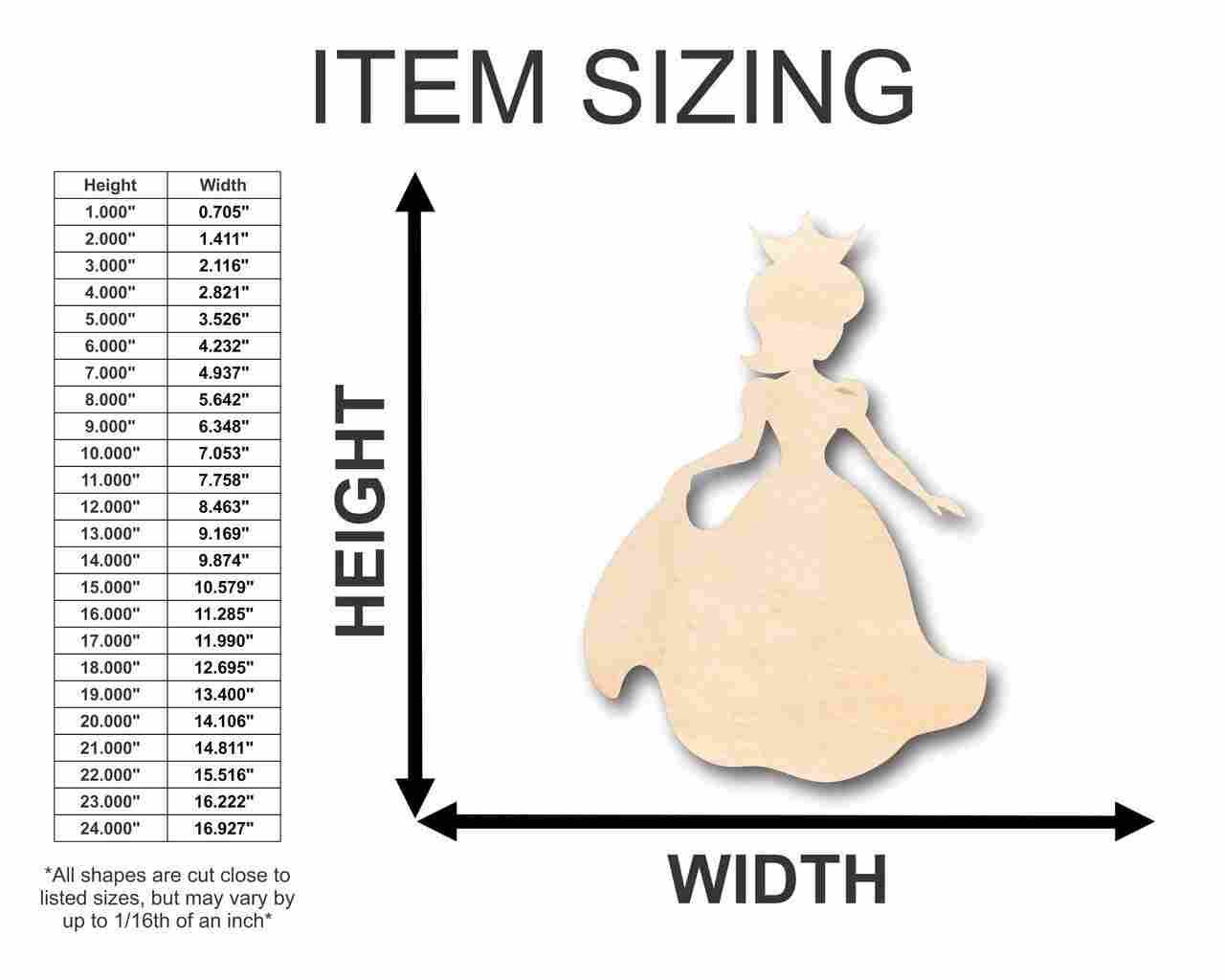 Unfinished Wooden Princess Shape - Royalty - Craft - up to 24" DIY-24 Hour Crafts