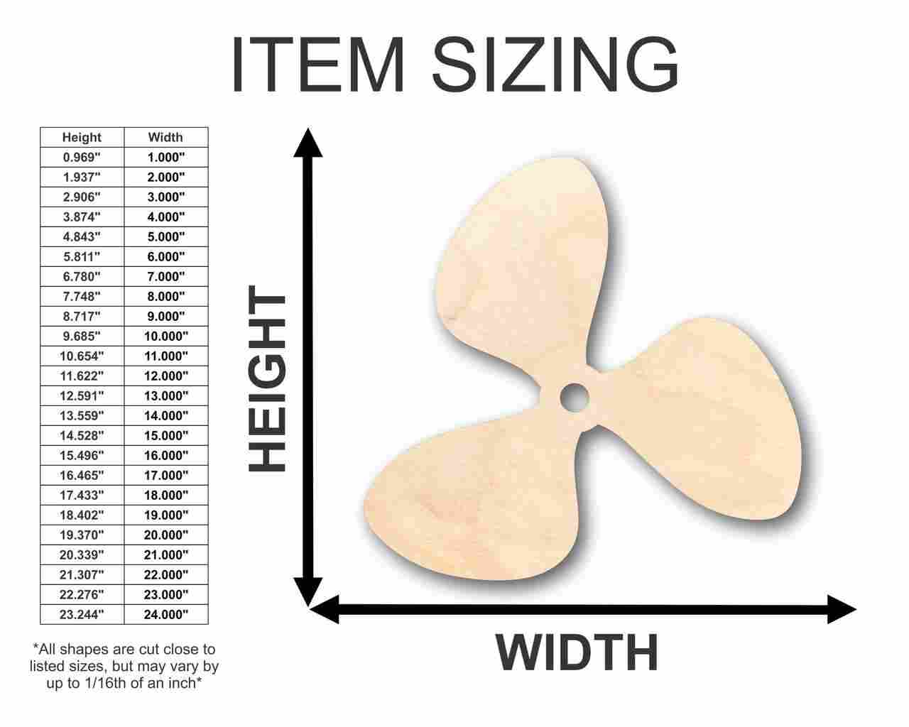 Unfinished Wooden Propeller Shape - Fishing - Boat - Craft - up to 24" DIY-24 Hour Crafts