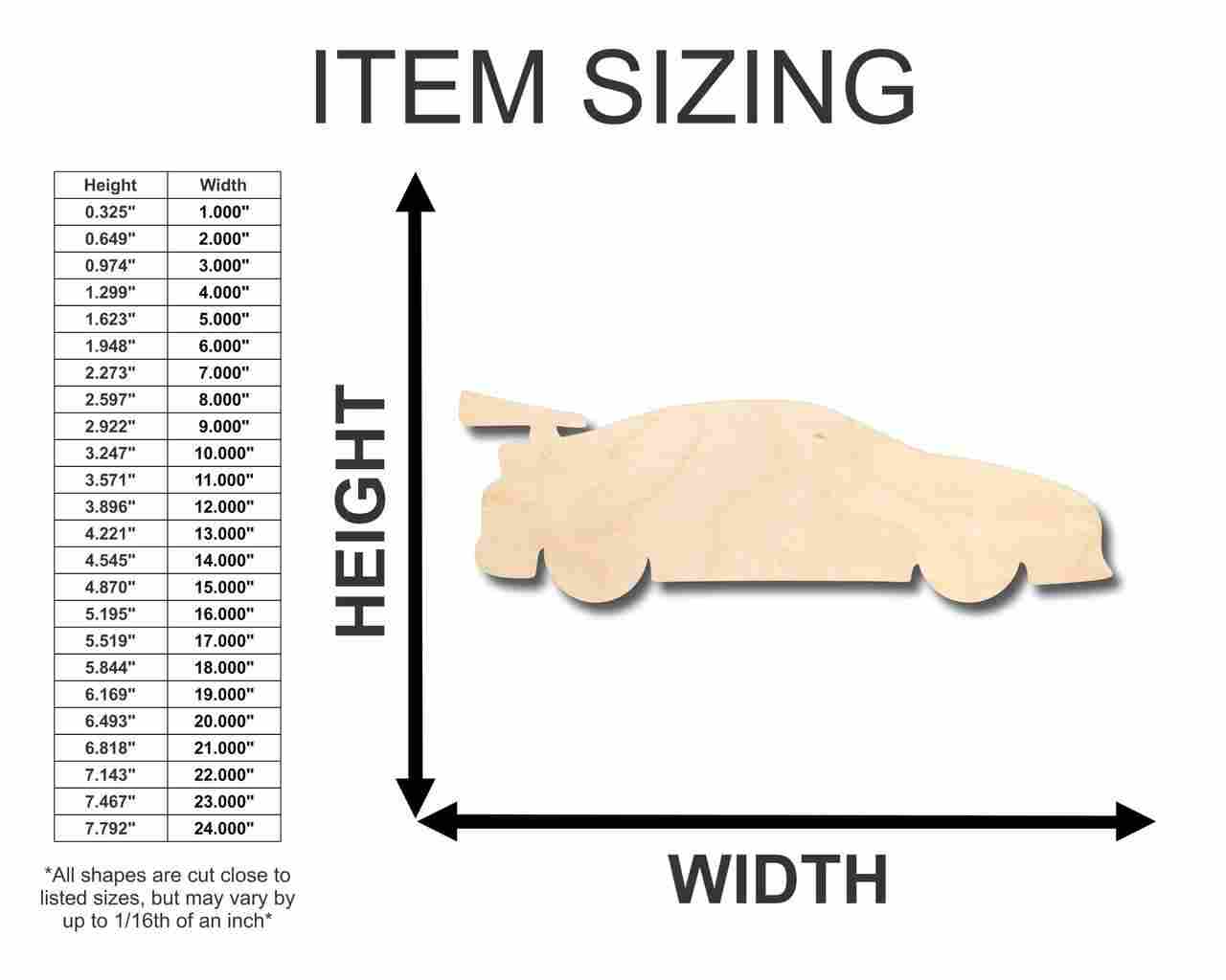 Unfinished Wooden Race Car NASCAR Shape - Kid's Room - Craft - up to 24" DIY-24 Hour Crafts