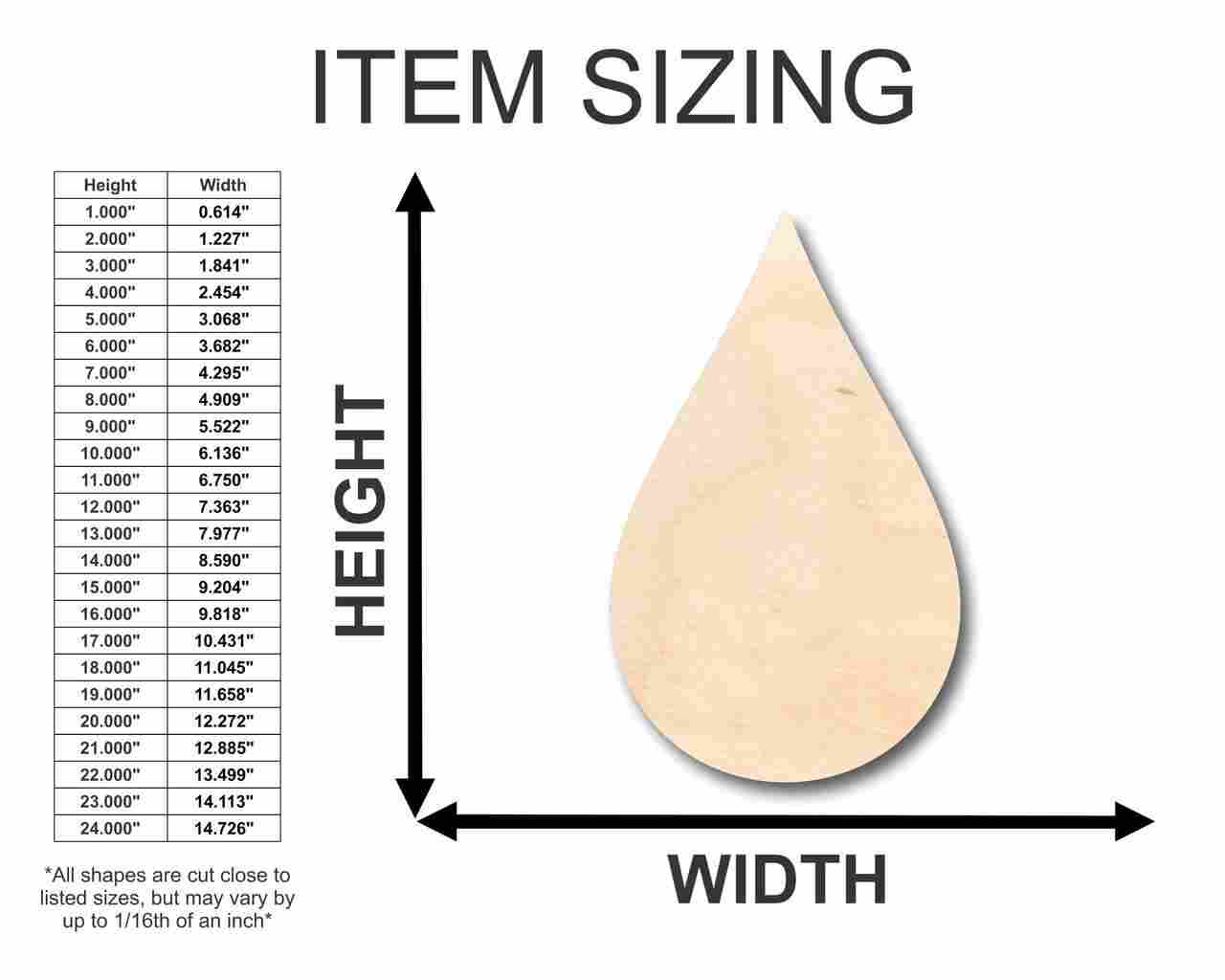 Unfinished Wooden Cloud Raindrop Shape - Sky - Craft - up to 24" DIY-24 Hour Crafts