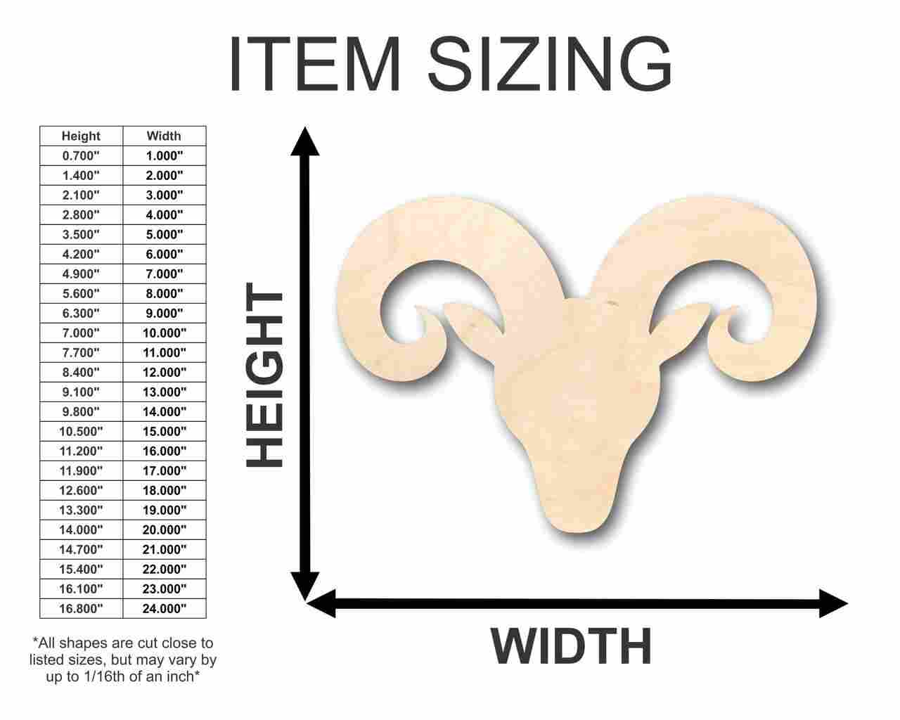 Unfinished Wooden Ram Head Sheep Shape - Farm Animal - Craft - up to 24" DIY-24 Hour Crafts