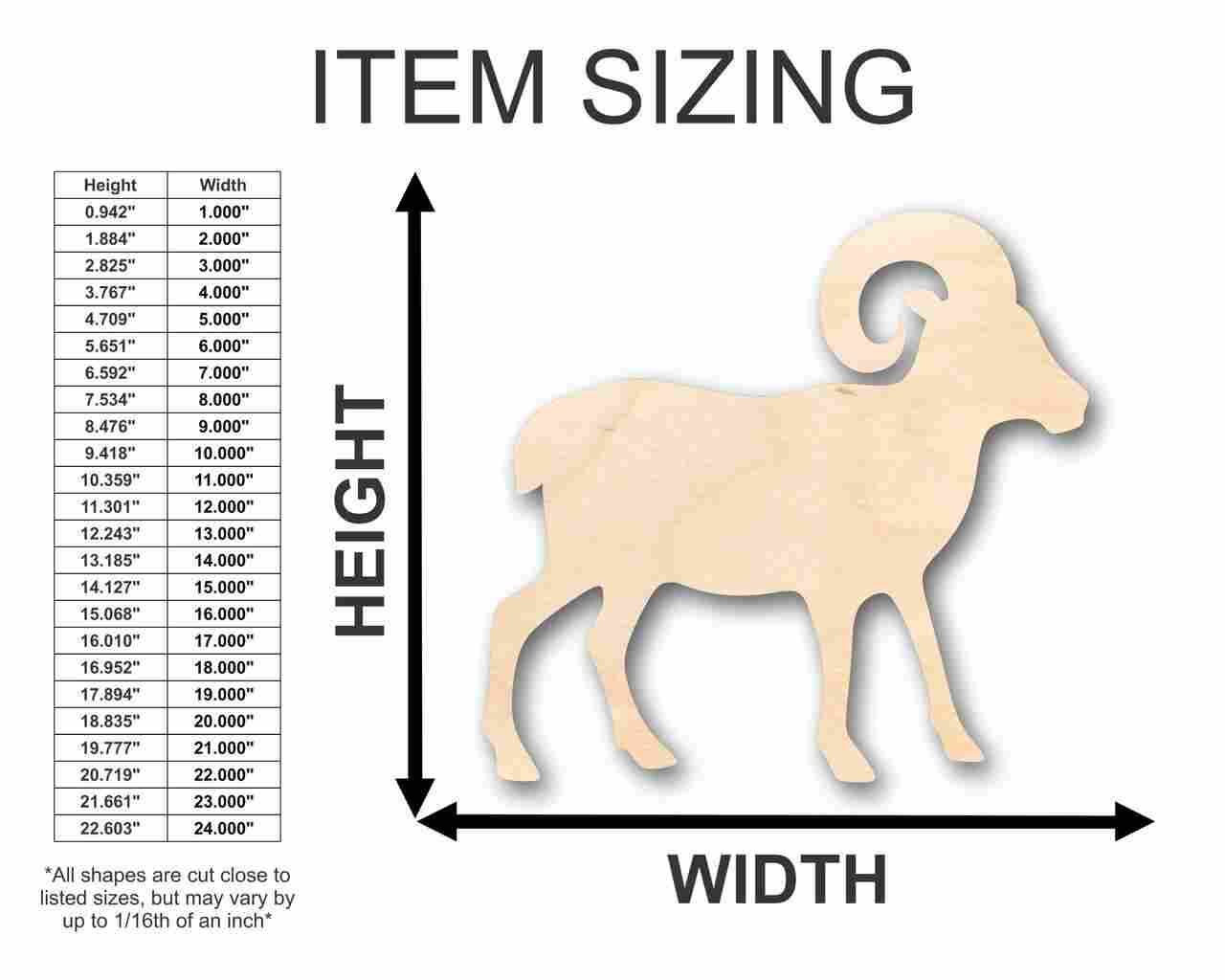 Unfinished Wooden Ram Sheep Shape - Farm Animal - Craft - up to 24" DIY-24 Hour Crafts