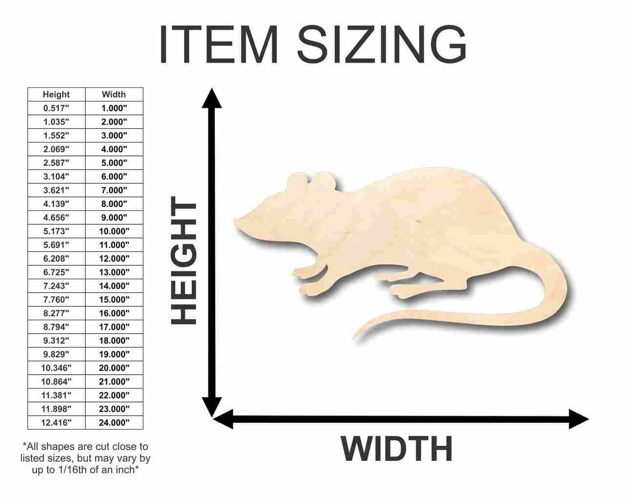 Unfinished Wooden Rat Shape - Animal - Wildlife - Craft - up to 24" DIY-24 Hour Crafts