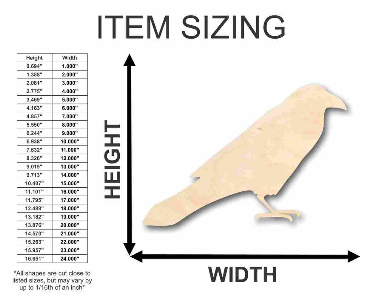 Unfinished Wooden Raven Shape - Bird - Wildlife - Craft - up to 24" DIY-24 Hour Crafts