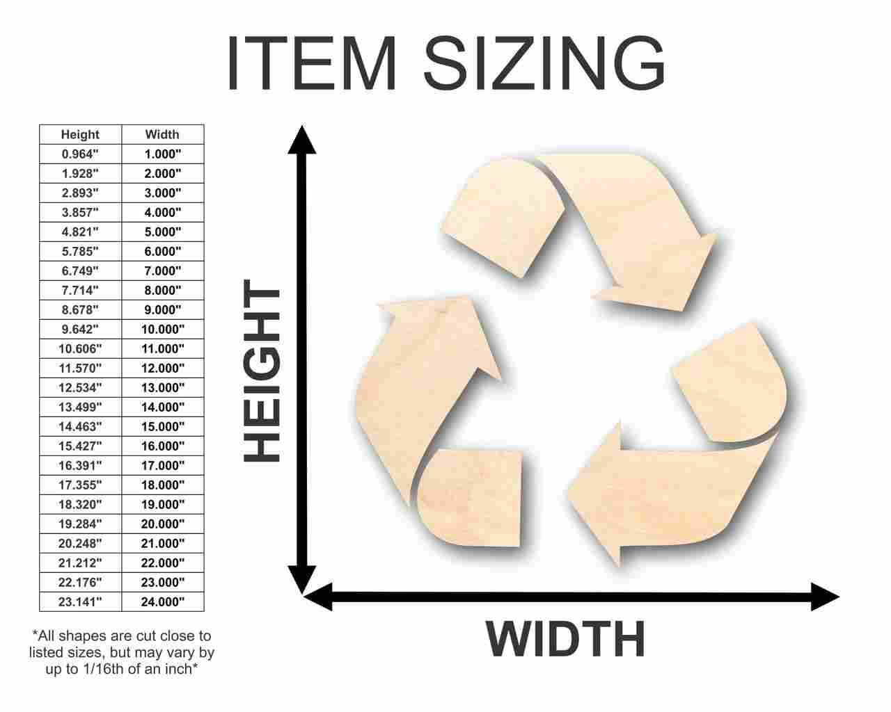 Unfinished Wooden Recycling Symbol Shape - (3 Piece) Craft - up to 24" DIY-24 Hour Crafts