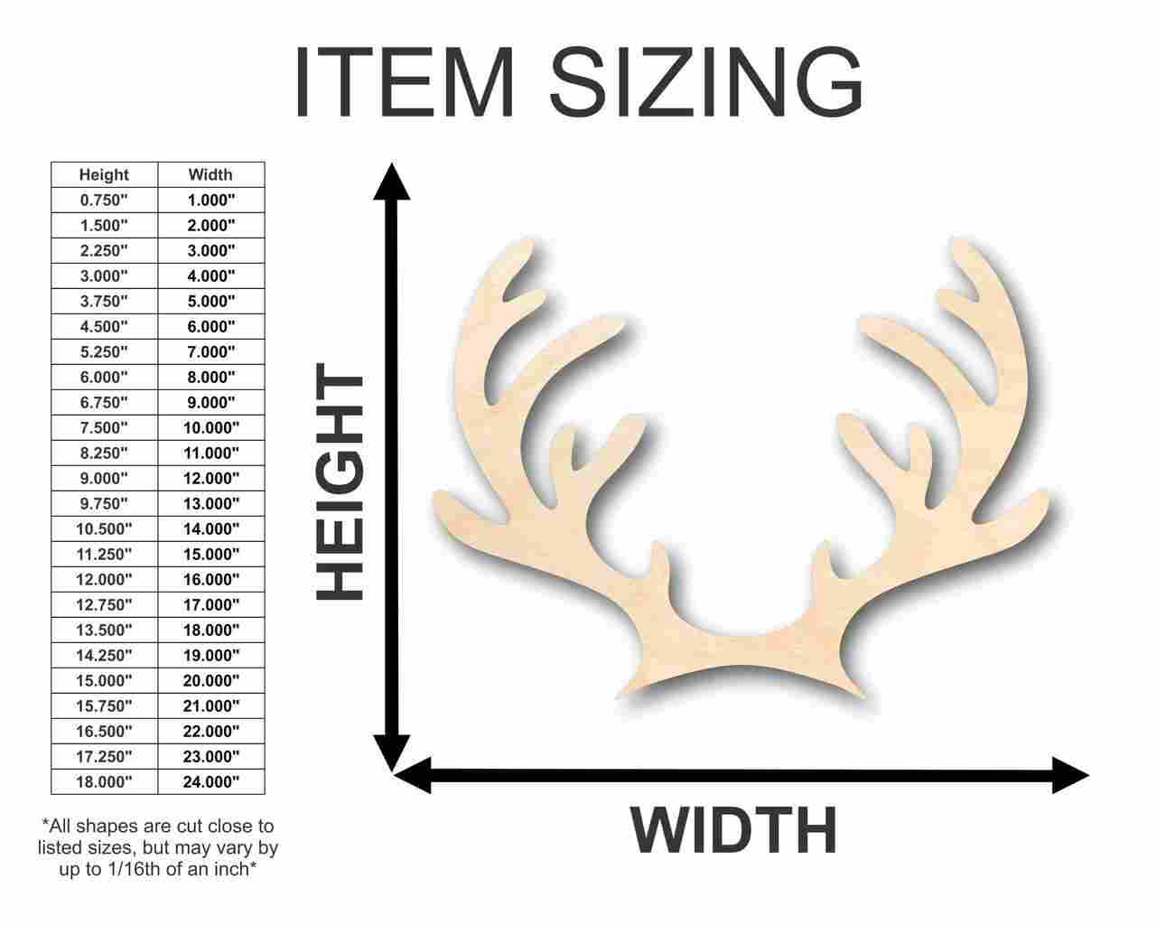 Unfinished Wooden Reindeer Antlers Shape - Animal - Wildlife - Craft - up to 24" DIY-24 Hour Crafts