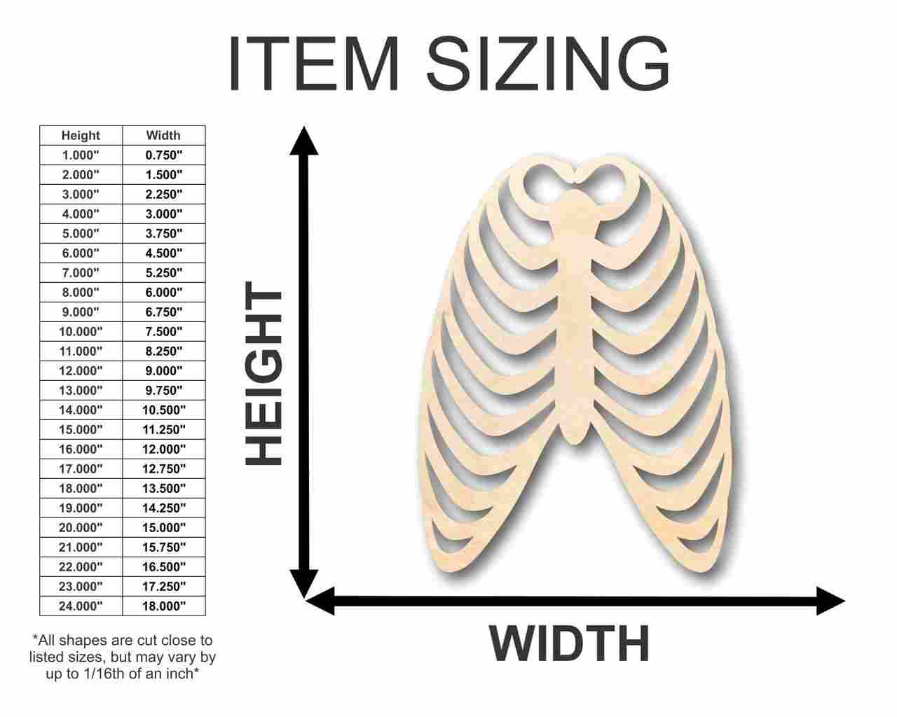 Unfinished Wooden Skeleton Rib Cage Shape - Craft - up to 24" DIY-24 Hour Crafts