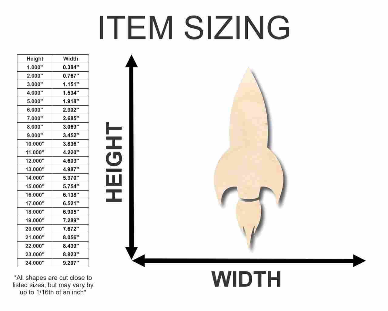 Unfinished Wooden Rocket Shape (2 Pieces) - Kid's Room - Solar System - Planet - Space - Craft - up to 24" DIY-24 Hour Crafts