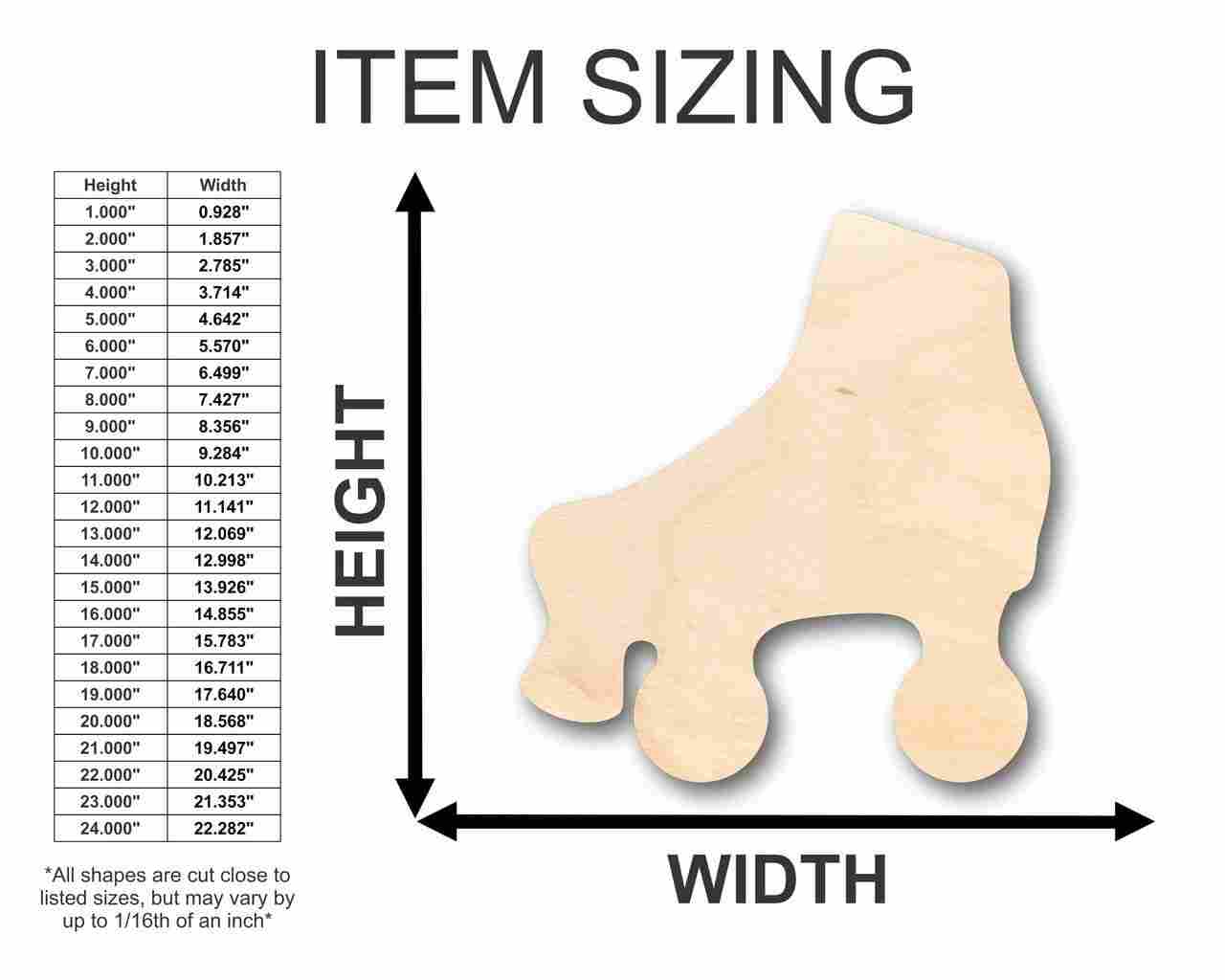 Unfinished Wooden Roller Skate Shape - Craft - up to 24" DIY-24 Hour Crafts