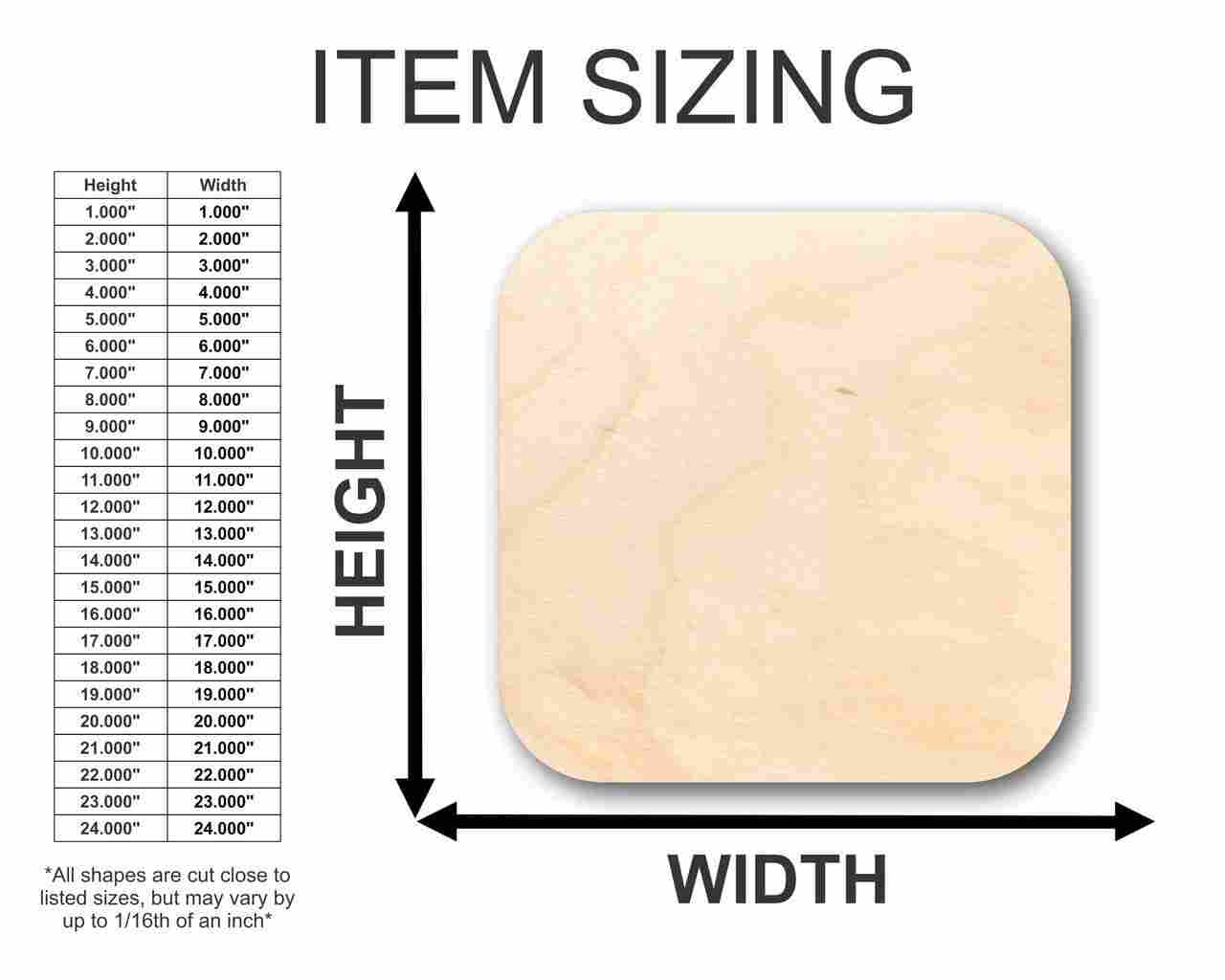 Unfinished Wooden Rounded Square Shape - Custom Tags - Craft - up to 24" DIY-24 Hour Crafts