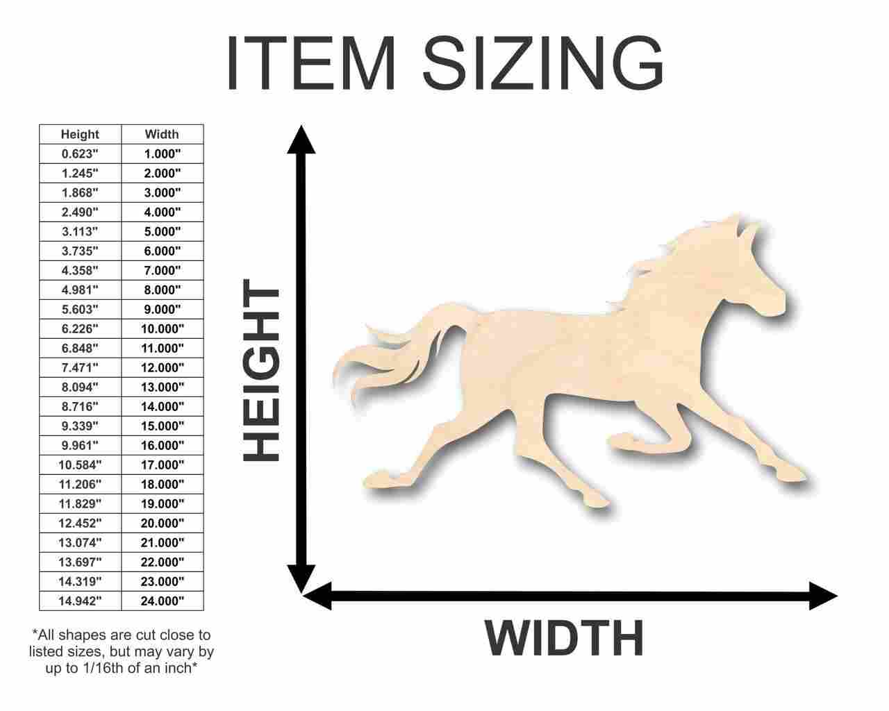 Unfinished Wooden Running Wild Horse Shape - Sport - Farm Animal - Craft - up to 24" DIY-24 Hour Crafts