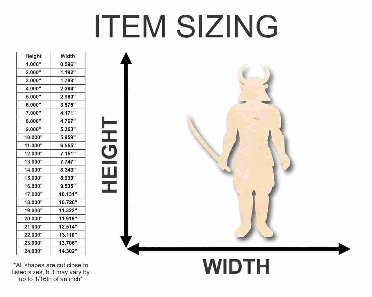 Unfinished Wooden Japanese Samurai Shape - Warrior - Craft - up to 24" DIY-24 Hour Crafts