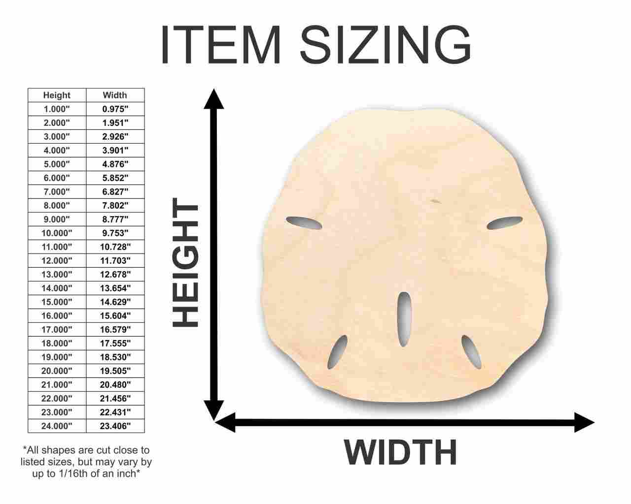 Unfinished Wooden Sand Dollar Shape - Ocean - Beach - Nursery - Craft - up to 24" DIY-24 Hour Crafts